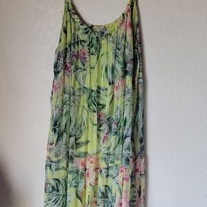 Elena Baldi Floral Green Maxi Dress Made In Italy Size XL